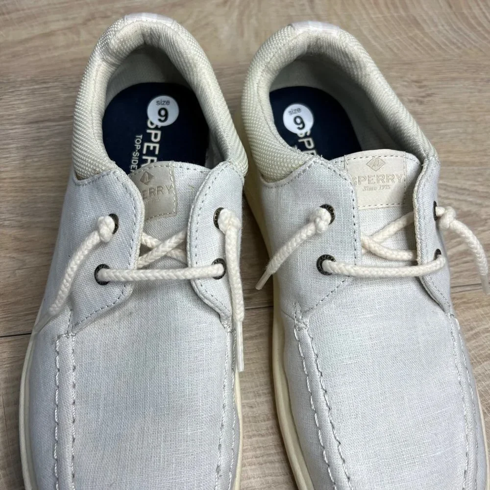Sperry Women's Captain's‎ Moc Chambray Loafer Sneakers Ivory Slip On 9